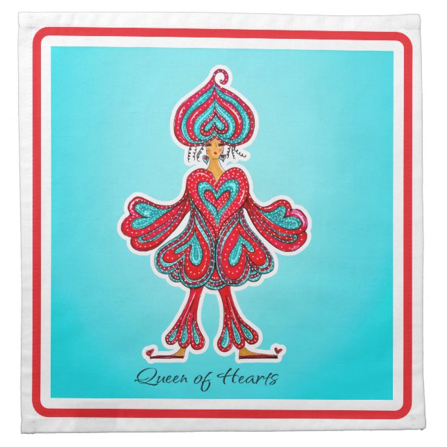 Queen of Hearts  Cloth Napkin (Front)