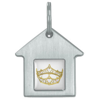Queen of Hearts crown house shaped pet tag