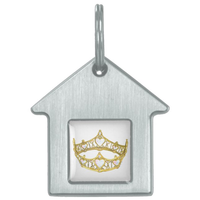 Queen of Hearts crown house shaped pet tag (Front)