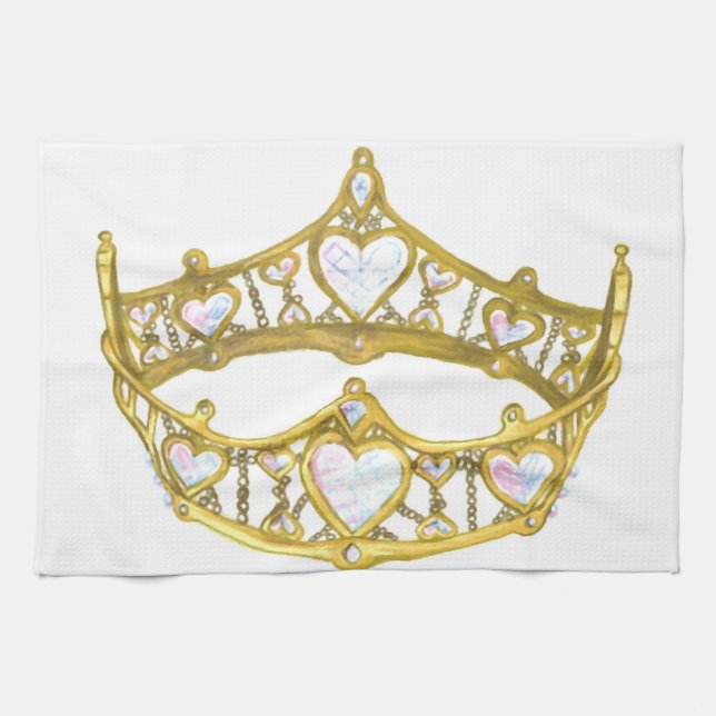 Queen of Hearts crown queen of the kitchen towel (Horizontal)