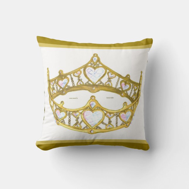 Queen of Hearts crown tiara pillow (Front)
