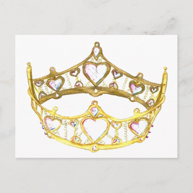 Queen of Hearts crown tiara postcard (Front)
