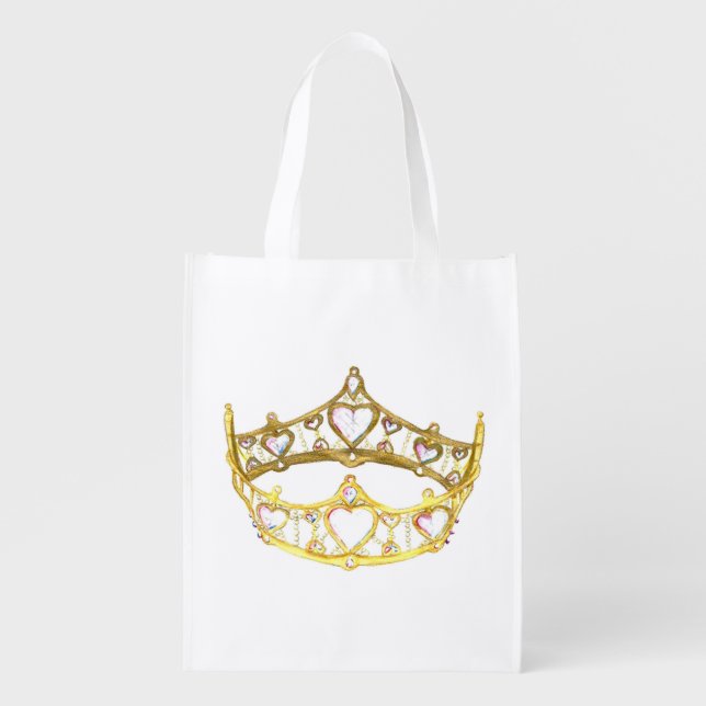 Queen of Hearts crown tiara reusable bag (Front)