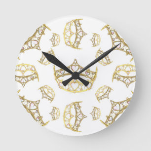 Queen of Hearts Crown Tiara Round Wall Clock