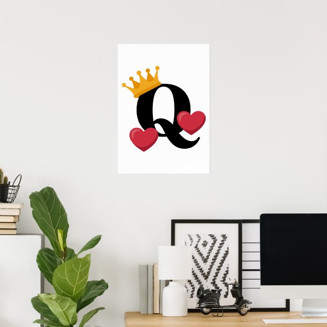 Queen of Hearts Crowned Love Emblem Poster (Home Office)