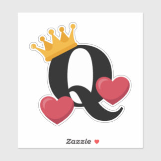 Queen of Hearts Crowned Love Emblem Sticker