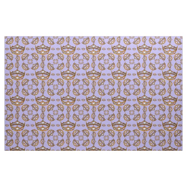 Queen of Hearts crowns & tiaras periwinkle fabric (Fat Quarter)