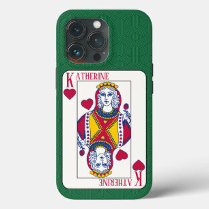 Queen of Hearts Custom Name Playing Card iPhone 13 Pro Case