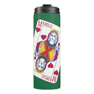 Queen of Hearts Custom Name Playing Card Thermal Tumbler
