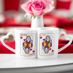 Queen Of Hearts Custom Names Playing Card Coffee Mug Set at Zazzle