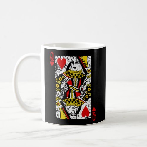 Queen Of Hearts Distressed Playing Card Coffee Mug