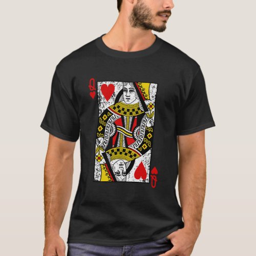 Queen Of Hearts Distressed Playing Card T_Shirt