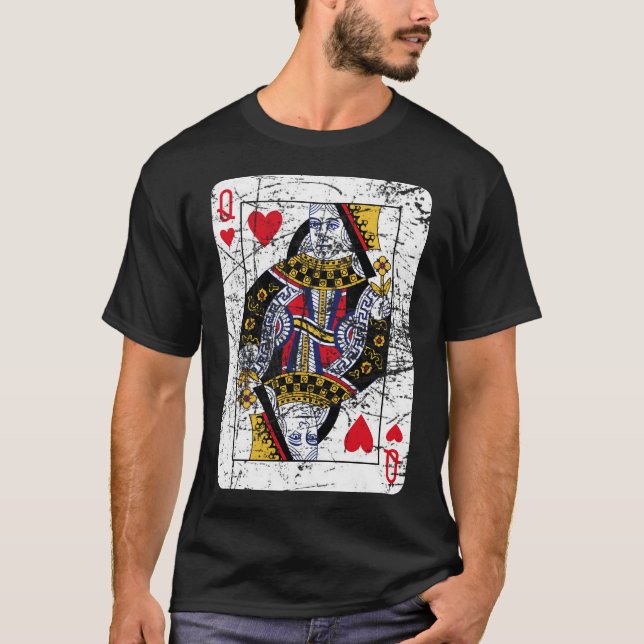 Queen Of Hearts Distressed T-Shirt (Front)