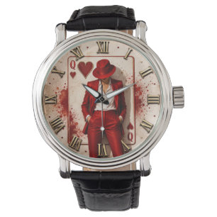 Queen of Hearts Fashion Elegant Lady Casino Card Watch