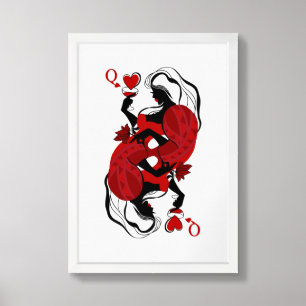 Queen of hearts. Fashion playing card Framed Art