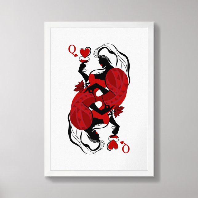 Queen of hearts. Fashion playing card Framed Art (Framed Front)