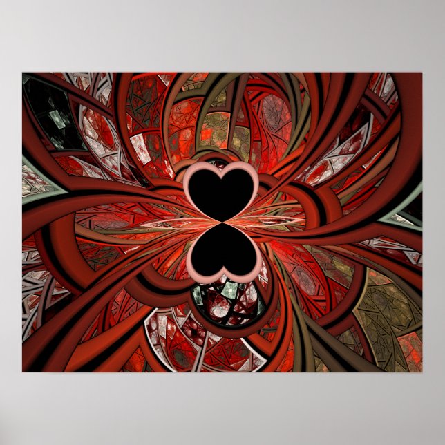 Queen Of Hearts Fractal Poster (Front)