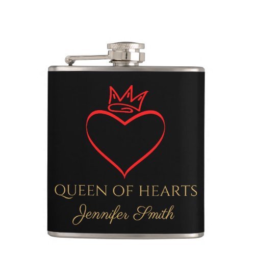 Queen Of Hearts Gambling Poker Card Game Flask