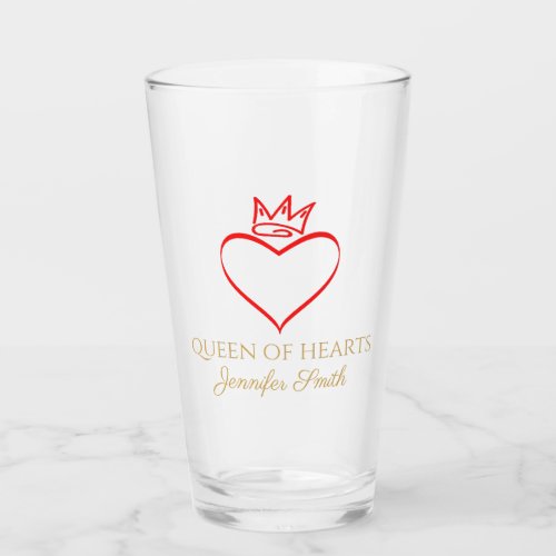 Queen Of Hearts Gambling Poker Card Game Glass