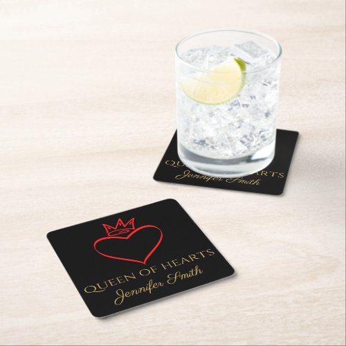 Queen Of Hearts Gambling Poker Card Game Square Paper Coaster