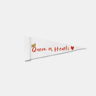 Queen of Hearts Gold Crown Pennant Flag