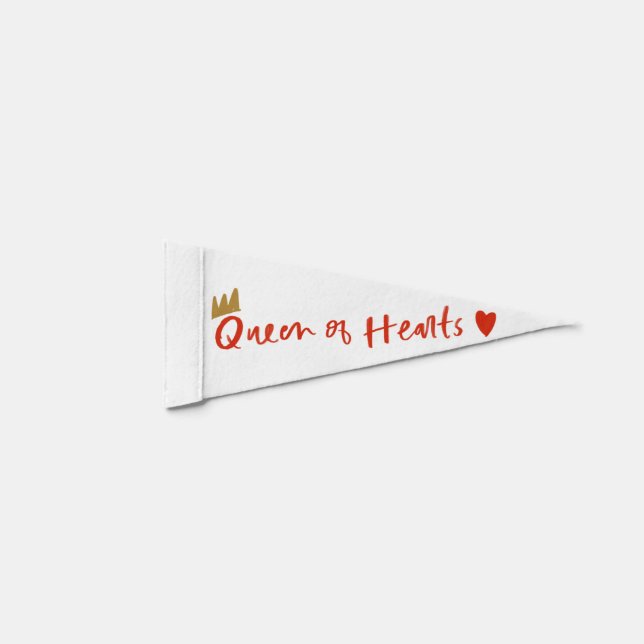 Queen of Hearts Gold Crown Pennant Flag (Front)