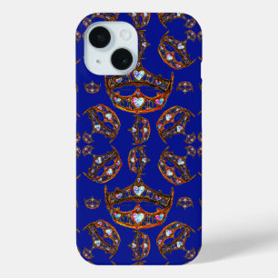 Queen of Hearts Gold Crown Tiara blue violet case