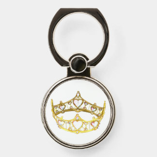 Queen of Hearts gold crown tiara diamonds pearls Phone Ring Stand