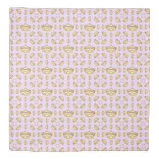 Queen of Hearts gold crown tiara lavender duvet Cover