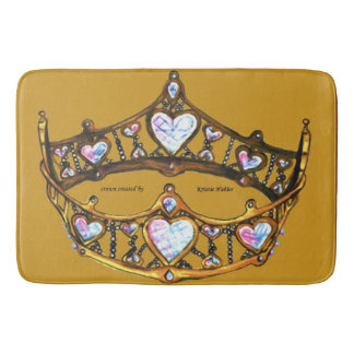 Queen of Hearts Gold Crown Tiara mustard bath mat