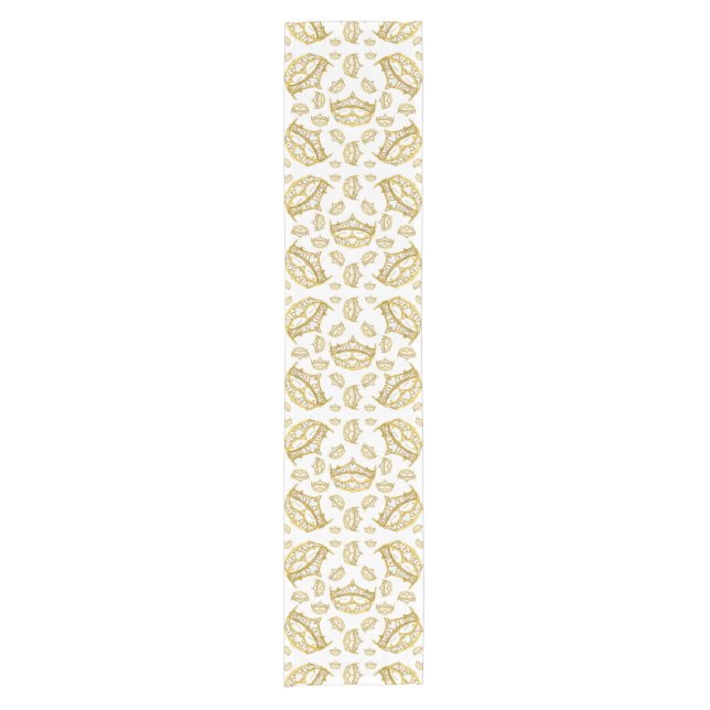 Queen of Hearts gold crown tiara table runner (Front)