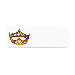 Queen of Hearts Gold Crown Tiara white Label