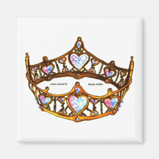 Queen of Hearts Gold Crown Tiara white Magnet