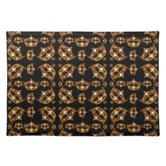 Queen of Hearts Gold Crown Tiaras black Cloth Placemat