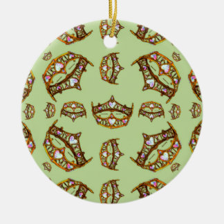 Queen of Hearts Gold Crown Tiaras mint green Ceramic Ornament