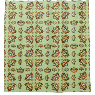 Queen of Hearts Gold Crown Tiaras mint green Shower Curtain