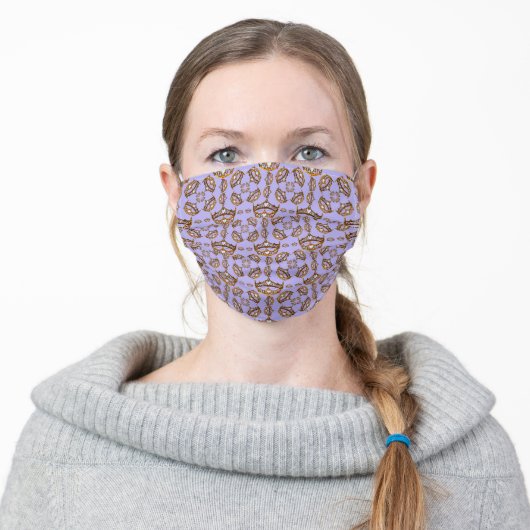 Queen of Hearts Gold Crown Tiaras periwinkle blue Adult Cloth Face Mask (Worn)
