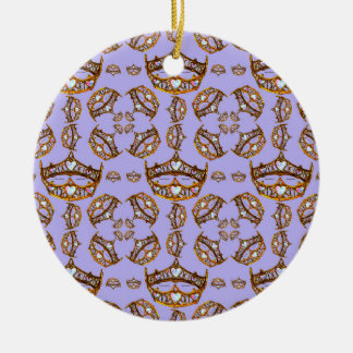 Queen of Hearts Gold Crown Tiaras periwinkle Ceramic Ornament