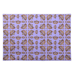 Queen of Hearts Gold Crown Tiaras periwinkle Cloth Placemat