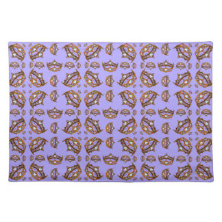 Queen of Hearts Gold Crown Tiaras periwinkle Cloth Placemat