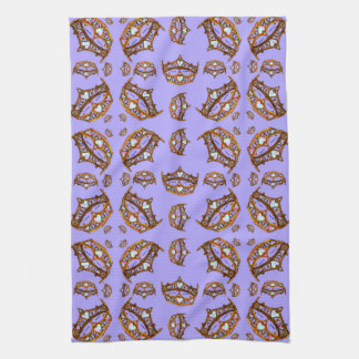 Queen of Hearts Gold Crown Tiaras periwinkle Kitchen Towel