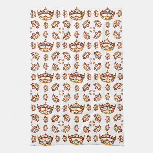 Queen of Hearts Gold Crown Tiaras white Kitchen Towel (Vertical)