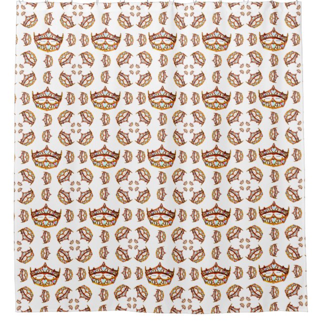 Queen of Hearts Gold Crown Tiaras white Shower Curtain (Front)