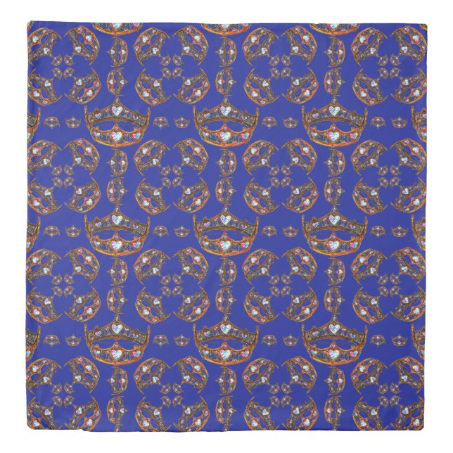 Queen of Hearts Gold Crowns Tiara iris duvet cover (Front)