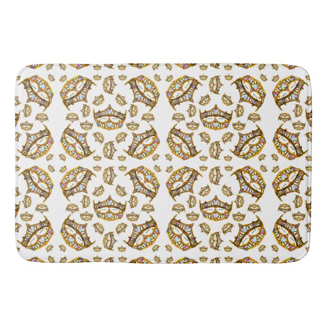 Queen of Hearts Gold Crowns Tiaras bath mat (Front)