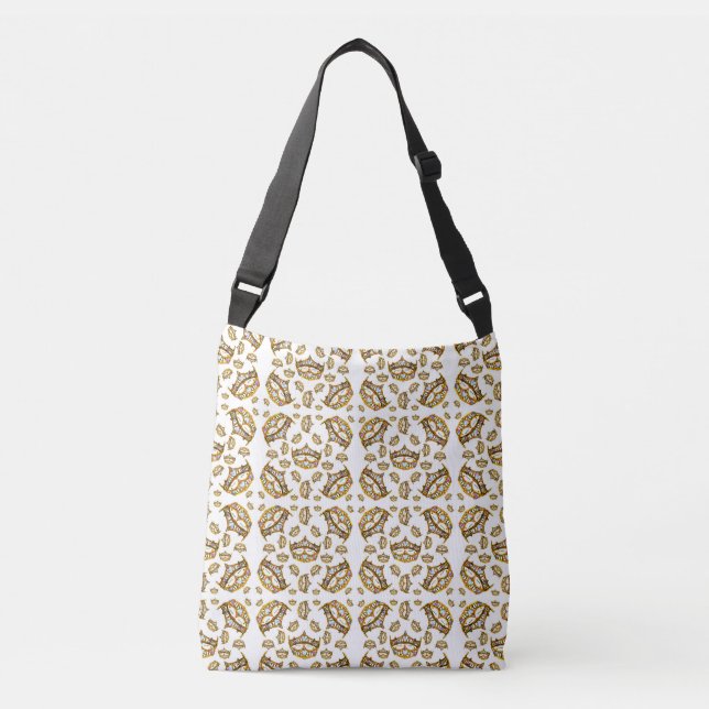 Queen of Hearts Gold Crowns Tiaras cross bag (Front)