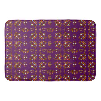 Queen of Hearts Gold Crowns Tiaras pattern purple Bath Mat