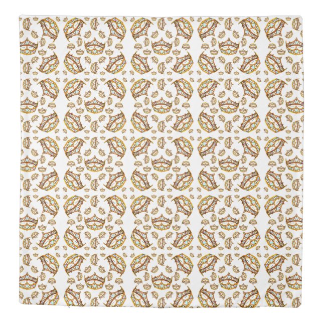 Queen of Hearts gold crowns & tiaras queen duvet (Back)
