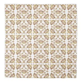 Queen of Hearts gold crowns & tiaras queen duvet Cover