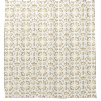 Queen of Hearts gold crowns tiaras shower curtain